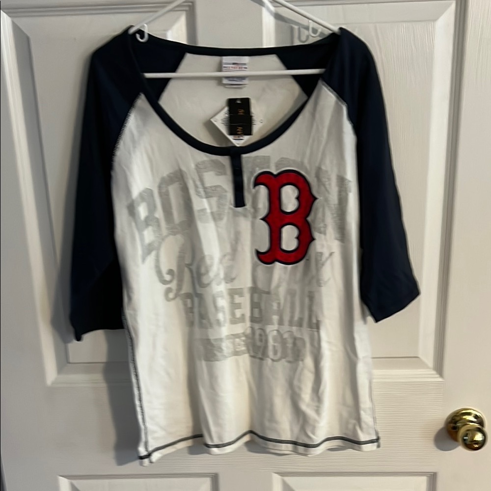 5th & Ocean White and Blue Baseball Jersey Top